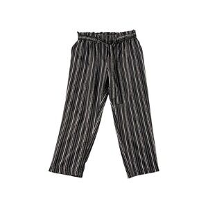 JOE B JOEHN BASSETT Black White Stripe Paperbag Waist Tie Belt Cropped Pants XL